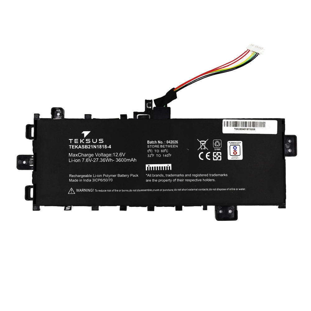 Teksus Laptop Battery Compatible For Asus B21N1818-4 | C21N1818-4 2C view 2